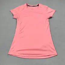 Nike Running Dri Fit T Shirt XS Womens Pink Short Sleeve Athletic V Neck Tee