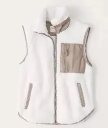 | White & Brown Cloud Sherpa Vest