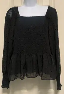 Nine West Black Lined and Stretchy Blouse size Large