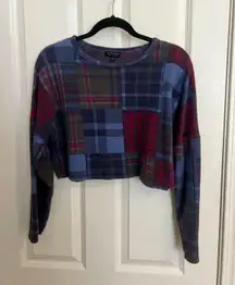 Vintage Blue Plaid Long-sleeve Tee