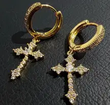 Cross Dangle Drop Earrings for Men Women, Punk Hip Hop Earrings