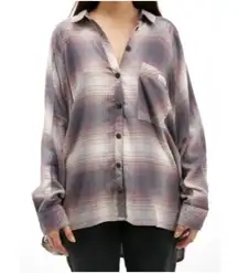 BDG Urban Outfitters NWT Brendan High Low Hem Button Front Flannel Shirt Size XS