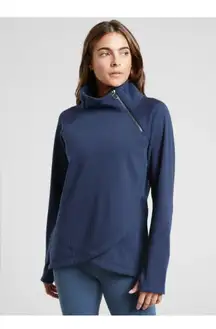 Athleta Cozy Karma Asym Pullover, Enchanted Blue SIZE LP