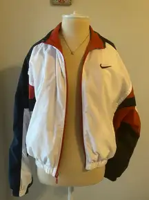 Vintage  Sz S Windbreaker Jacket burnt orange White/Black Full Zip