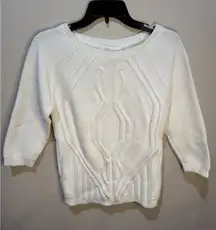 ESCADA Vintage Womens Germany White Cable Knit Sweater Metallic Size 40 S/M