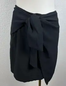 Who What Wear Women's Skirt Black Stretch Tie Asymmetric Mini Wrap Size 4