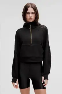 NWT Lululemon Scuba Oversized Half Zip Hoodie Jacket Black & Gold Size M/L