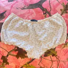 floral print waffle knit lace scrunch mini lounge shorts