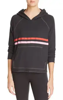 Sundry Black Stripe-Detail Hooded Sweatshirt Size 2 / Medium