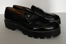 Franco Sarto Bazel Penny Loafers Womens Embossed Faux Patent‎ Leather Black 10 M