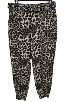 Easel‎ Womens Size Medium Brown Leopard Cargo Jogger Pants Pockets