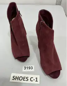 Womans Guess Maroon Peep Toe Zip Cut Out Stiletto Booties Size 9 M