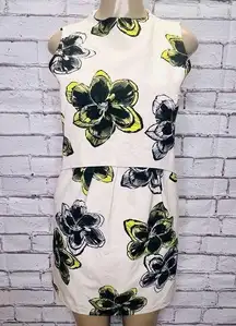 Milly Womens White Floral Print Sleeveless Mock Neck Mini Dress Size 6