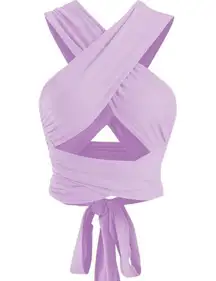 Tie Back Criss Cross Wrap Crop Bandage Top - Lilac