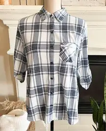 Eden & Olive Anthropologie Plaid Boyfriend Shirt, Size M