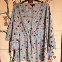 Sky Blue Floral Blouse from Lane Bryant Worn Once!