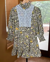 ELLISON floral ruffled high neck dress Size S