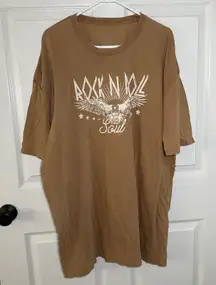 Pierce + Pine Rock N Roll Soul Graphic T Shirt Brown 3X Oversized