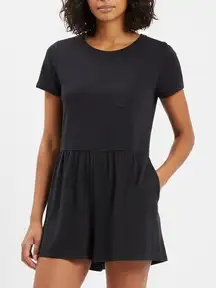 lavender field black peplum tee Romper keyhole back size m