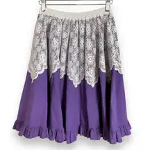 Handmade Skirt‎ Lace Purple White Elastic Waistband Country Line Dance Rodeo