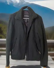 Retro Express Women's Wool Blend Bomber‎ Jacket Charcoal Size S Full Zip Pockets