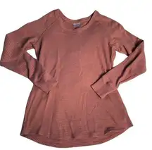 COLUMBIA Extra Small Longsleeve Waffle Knit Top Pink Cotton Blend XS