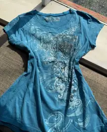 Red Camel XL Graphic Tee Blue Crown Royalty Emo Y2K Grunge Goth 2000s