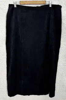 LL Bean Faux Suede Midi Skirt Black‎ Womens 20 Boho Festival Minimalist Western