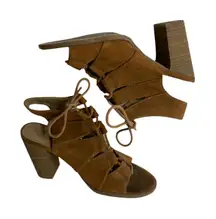 Kenneth‎ Cole Reaction Size 7 Brown Leather Lace Up Tie Chunky Heels