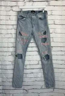 PacSun Women’s High-Waist Stacked Skinny Jeans Light Wash 31x32 Stretch Y2K