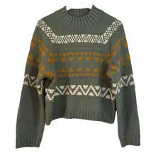 Universal Thread green fair isle mock neck sweater M