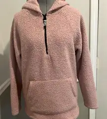Victoria’s Secret PINK Sherpa Fleece Pink Kangaroo Pocket Pullover Hoodie XS