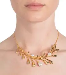 NWOT Alexis Bittar Gold Necklace with Pearl Accents