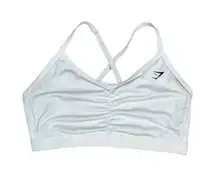 gymshark ruched training sports bra white size medium mesh criss cross back