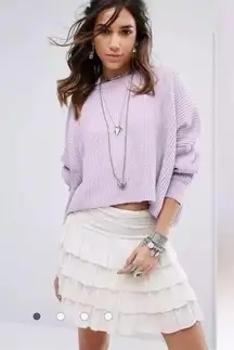 Free People Festival Pier Jumper Size Med lavender, cropped, oversized knit