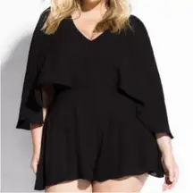 CITY CHIC Black Chiffon Cape Romper NEW Size 14