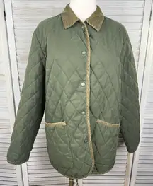 PENDLETON (Originals) Women's Vintage Quilted Barn Coat w Corduroy Trim Olive-M