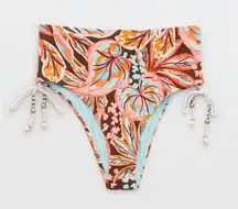 NWT- Aerie Buzzed Terry Ruched High Cut Cheeky Bikini Bottom size- small