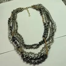 Signed LOFT Multi Color Multi Strand Beaded Statement Necklace