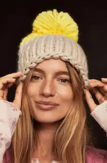 Cozy Up Color Block Pom Beanie