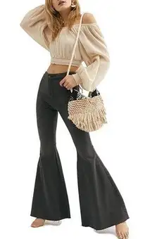 Free people just float on flare jeans raw release hem festival black size 26