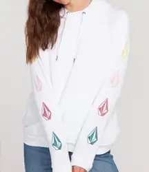 Volcom White Hoodie With Arm Design