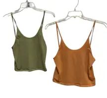American Eagle Tank Tops Set M/L Olive & Rust Spaghetti Strap Crop