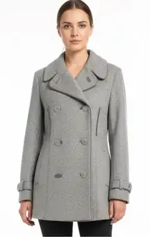 Tahari Women's Wool Blend Peacoat Gray Double Breasted Winter Jacket