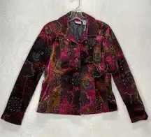 Chico's Jacket Womens 0 Small Velvet jewel Lele sparkly hippie artsy boho chic‎