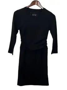 ATM Anthony Thomas Melillo Ruched Pima Cotton Jersey Mini Dress Black Womens S