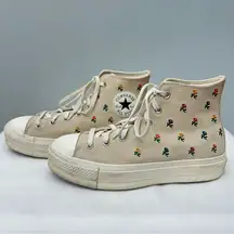 VHTF Converse platform floral suede high top athletic tennis shoes women's 10