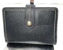 Relic Brand Black Leather Snap Button Bifold Wallet Coin Purse Zip Pouch