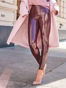 SPANX‎ Faux Patent Leather Leggings In Ruby Size Small Petite