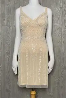 Bebe 1920 inspired beaded & sequin sheath body con flapper style dress size 4